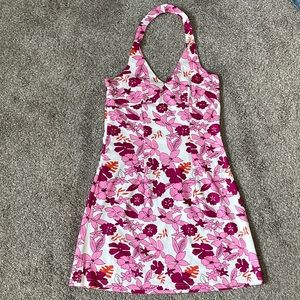 Hawaiian floral halter dress
